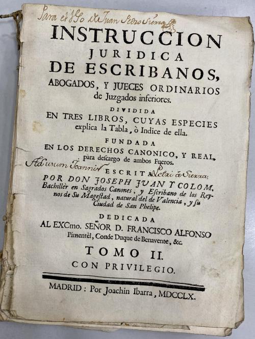 INSTRUCCIÓN JURÍDICA DE ESCRIBANOS, ABOGADOS Y JUECES ORDIN