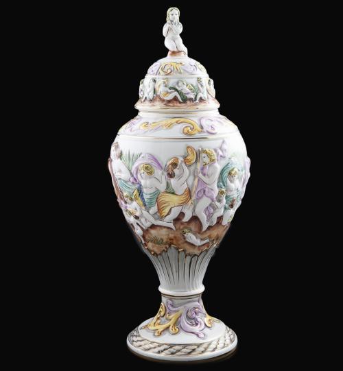 JARRÓN DE PORCELANA DE ALCOBAÇA, PORTUGAL SIGLO XX