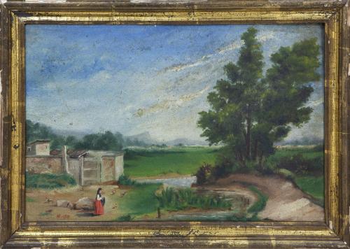 'PAISAJE CON CAMPESINA Y GALLINAS, 1878'