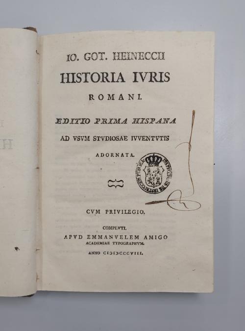 HISTORIA IURIS ROMANI. EDITIO PRIMA HISPANA, AD USUM STUDIO