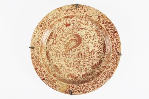PLATO DE CERAMICA DE REFLEJO METALICO, MANISES, SIGLO XX