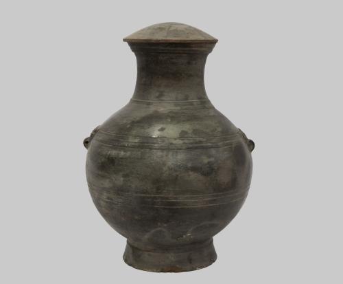 ANTIGUO RECIPIENTE  CON TAPA CHINO DE CERÁMICA PATINADA EN 