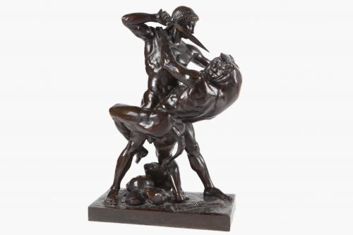 ESCULTURA DE BRONCE TESEO Y EL MINOTAURO FINALES SIGLO XIX
