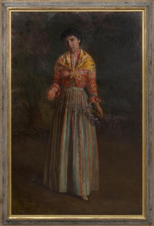 RETRATO DE JOVEN CON VARA DE FLORES