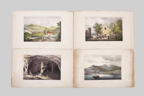 LOTE DE 4 GRABADOS DE VISTAS DE ALGECIRAS Y GIBRALTAR SIGLO