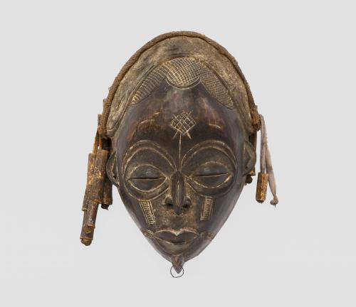 MÁSCARA AFRICANA DE MADERA TALLADA DE ETIOPÍA