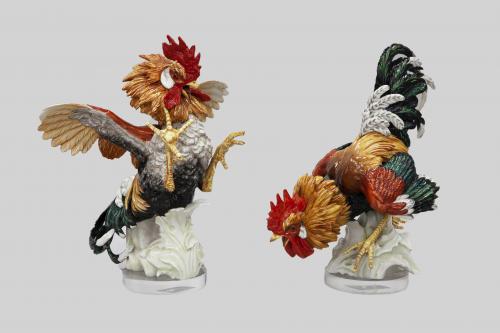 PAREJA DE GALLOS. ALGORA, S. XX, Cerámica PAREJA DE GALLOS. ALGORA, S. XX, Cerámica