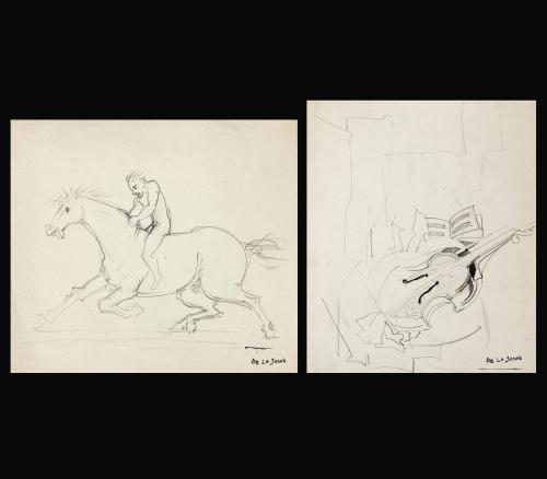 LOTE DE DOS DIBUJOS A LÁPIZ