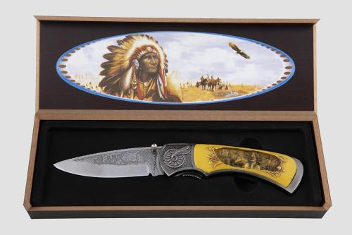 CUCHILLO DE COLECCIÓN DE ACERO INOX MARCA ALCE, EMPUÑADURA