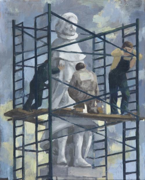 OBREROS CON ESCULTURA