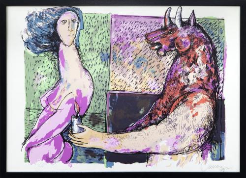 MUJER CON VELA Y MINOTAURO 