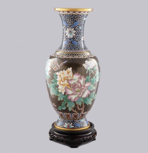 JARRÓN EN ESMALTE CLOISONÉ, S.XX