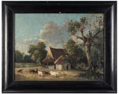 PAISAJE CON GRANJA Y VACAS