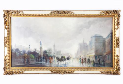 VISTA DE UNA CALLE DE PARÍS CON PERSOANJES A LA MANERA DEL 