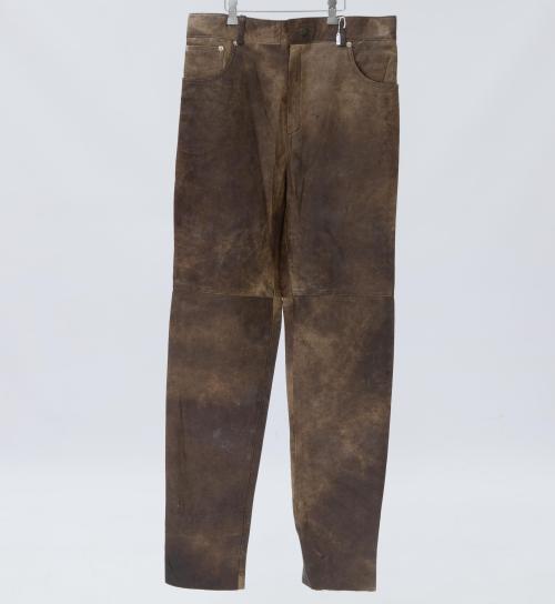 PANTALÓN DE MUJER EN CUERO COLOR MARRÓN EFECTO ENVEJECIDO