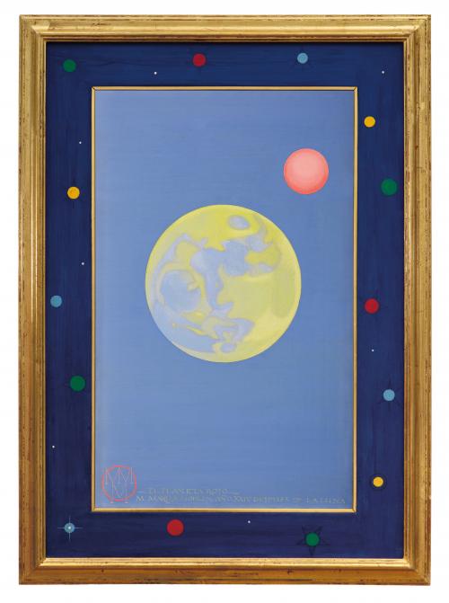 El planeta rojo sobre fondo azul