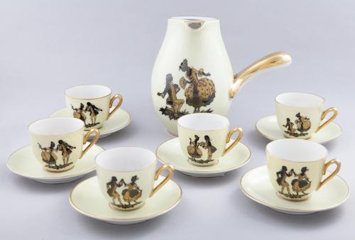 JUEGO DE CHOCOLATE DE PORCELANA DE LIMOGES