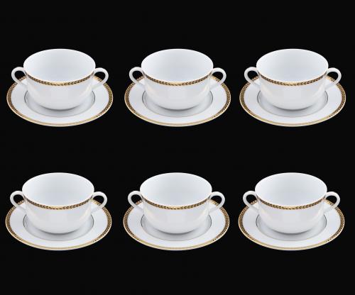 CONJUNTO DE SEIS TAZAS DE CONSOMÉ CON SUS PLATOS