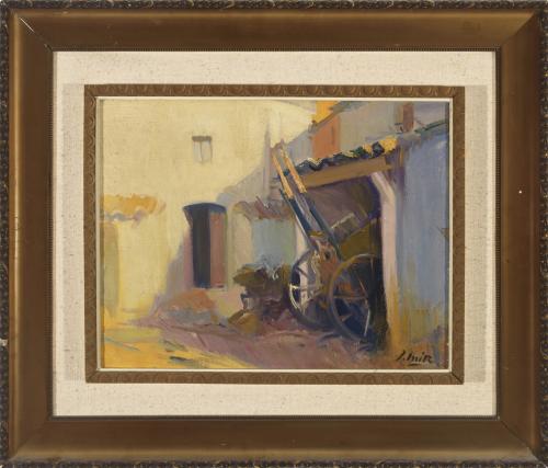 PATIO DE UNA MASÍA CON CARRO, SITGES