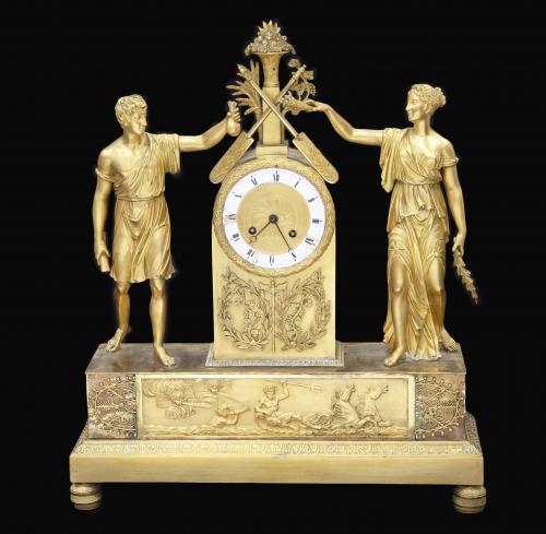 RELOJ EN BRONCE ORMOLÚ, EPOCA IMPERIO S.XIX