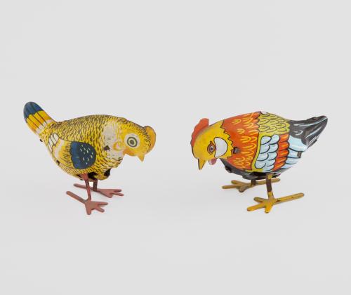 PAREJA DE GALLOS DE HOJALATA LITOGRAFIADA DE LA FABRICA PAY