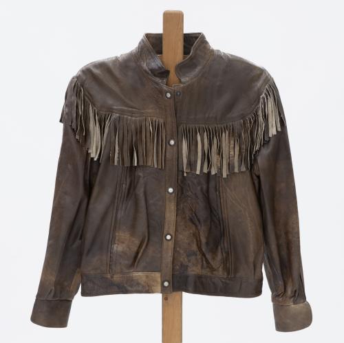 CAZADORA DE MUJER EN CUERO COLOR MARRÓN EFECTO ENVEJECIDO