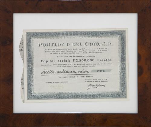 ACCIÓN DE LA SOCIEDAD PORTLAND DEL EBRO S.A. BARCELONA, 195