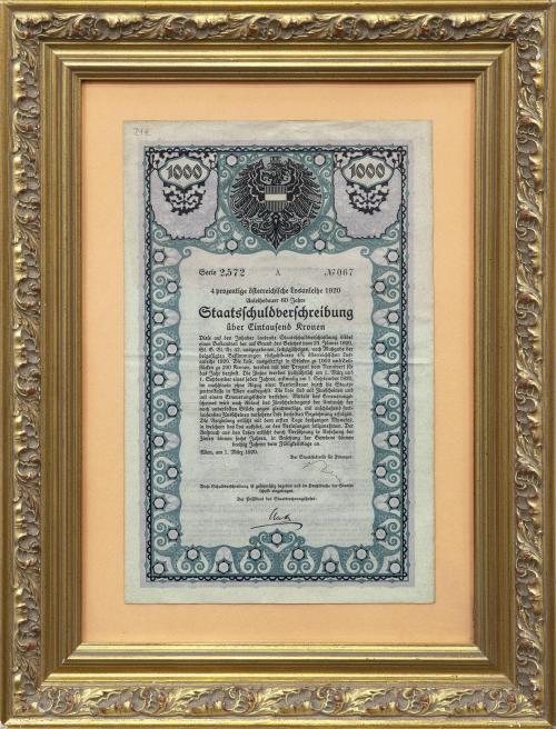 OBLIGACIÓN EMPRESA AUSTRIACA. VIENA, 1920.