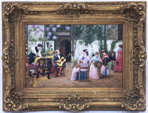 ESCENA COSTUMBRISTA EN UN PATIO ANDALUZ