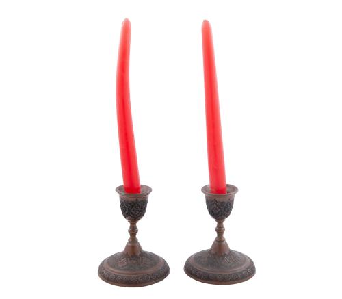 PAREJA DE CANDELEROS EN COBRE (S.XVIII)