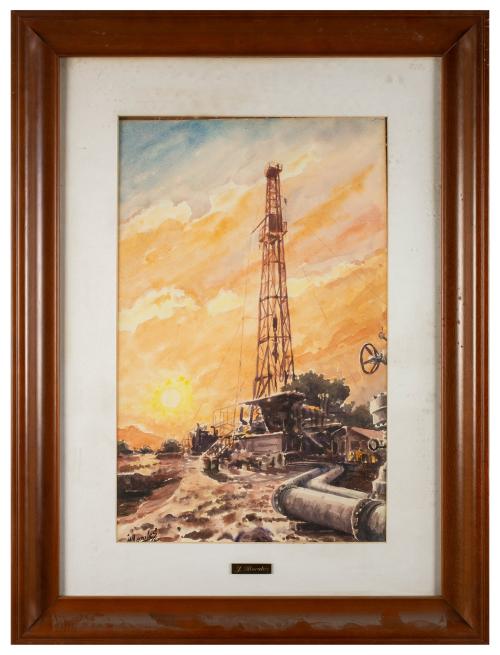 ATARDECER EN PROSPECCIÓN PETROLÍFERA
