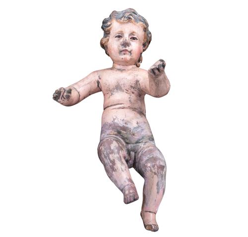 "NIÑO JESÚS" FIGURA EN MADERA POLICROMADA. ESCUELA ESPAÑOLA