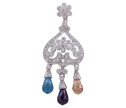 COLGANTE MARCA VANILA EN METAL CHAPADO EN RODIO, CIRCONITAS