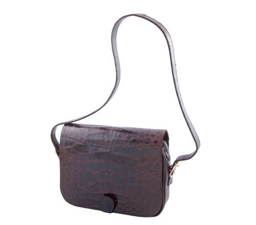 BOLSO EN PIEL DE COCODRILO Y PIEL MARRÓN