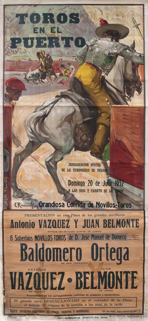 CARTEL "TOROS EN EL PUERTO. GRANDIOSA CORRIDA DE NOVILLOS-T