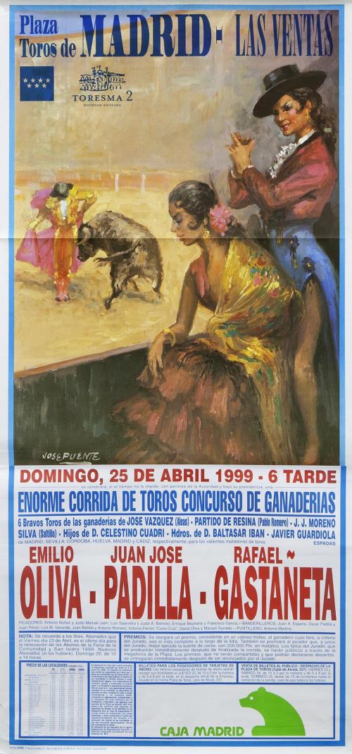 CARTEL "PLAZA DE TOROS DE MADRID-LAS VENTAS. ENORME CORRIDA