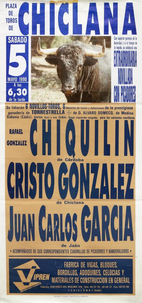CARTEL "PLAZA DE TOROS DE CHICLANA. EXTRAORDINARIA NOVILLAD