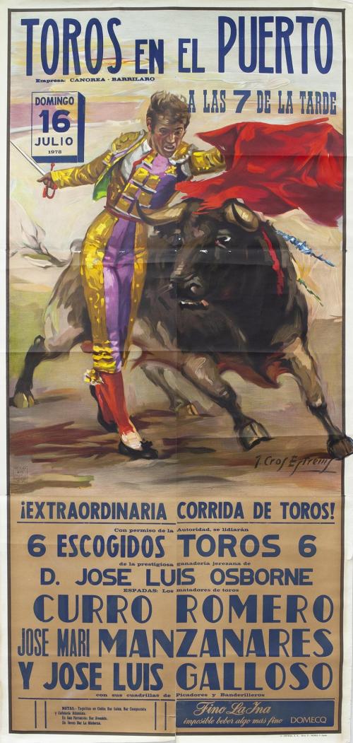CARTEL "TOROS EN EL PUERTO. EXTRAORDINARIA CORRIDA DE TOROS