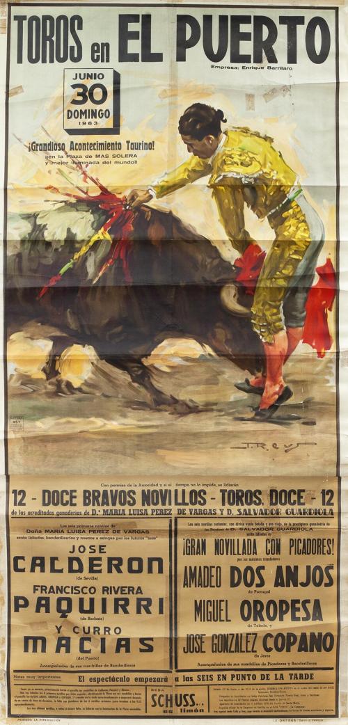 CARTEL "TOROS EN EL PUERTO. GRANDIOSO ACONTECIMIENTO TAURIN