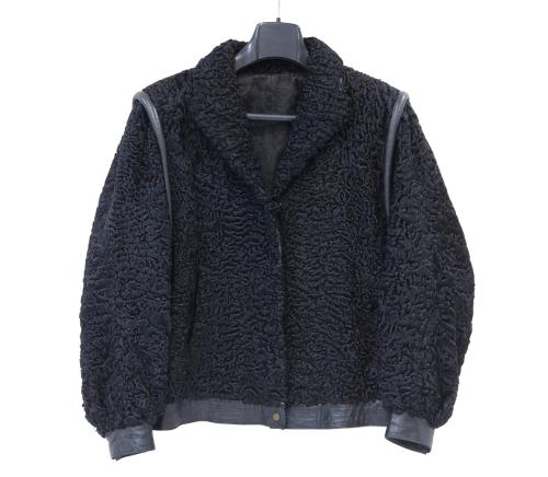 CHAQUETÓN EN ASTRACÁN Y CUERO NEGRO