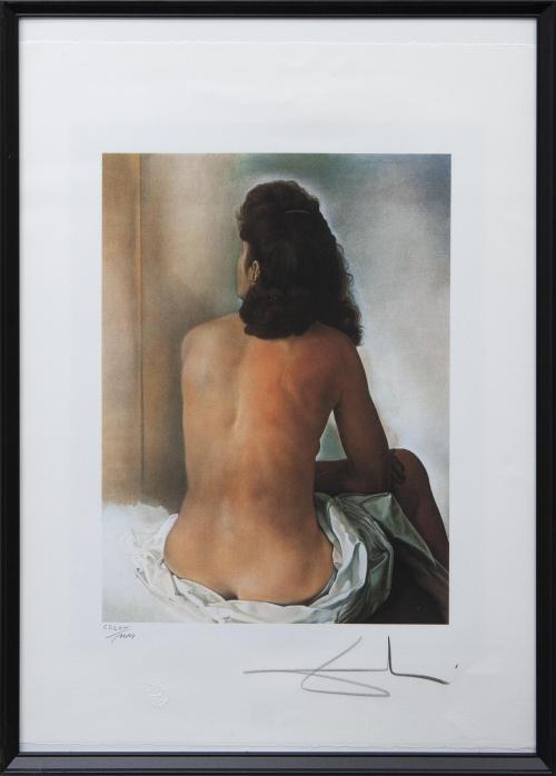LITOGRAFÍA A COLOR "GALA DESNUDA DE ESPALDAS" FIRMADA A MAN