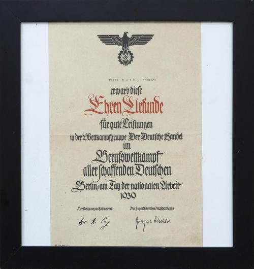 CERTIFICADO DE HONOR DE LAS JUVENTUDES ALEMANAS, BERLÍN 193