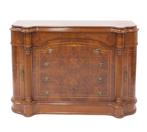 MUEBLE CUBERTERO EN MADERA DE NOGAL Y MARQUETERÍA, S. XX