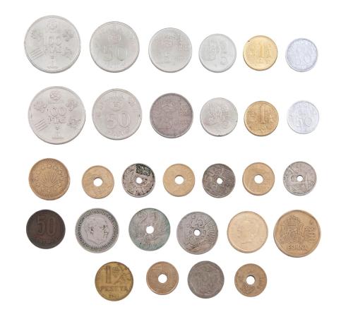 LOTE DE 29 MONEDAS ESPAÑOLAS DE 1927 a 2001 