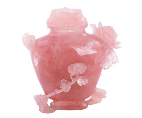 JARRÓN CHINO EN JADEÍTA ROSA TALLADA