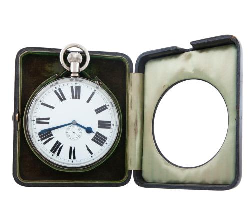 GRAN RELOJ DE REPETICIÓN DE CARROZA SUIZO, DE ACERO CROMADO