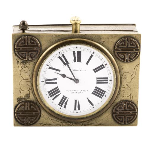 CAJA JOYERO CHINO CON RELOJ "J.E CALDWELL & CO", DE HORAS Y
