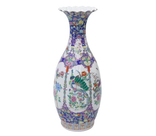 JARRÓN CHINO EN PORCELANA POLICROMADA, CHINA (MEDS. S. XX)