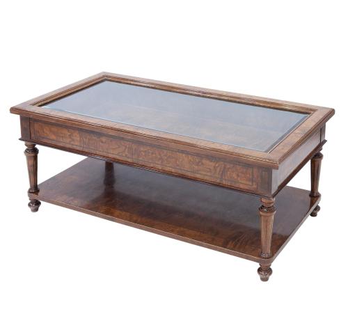 MESA EXPOSITOR DE CENTRO EN MADERA DE RAÍZ DE NOGAL