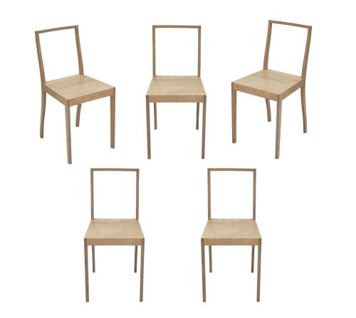 CONJUNTO DE 5 SILLAS "PLYWOOD", MARCA VITRA (SUIZA, 1980)